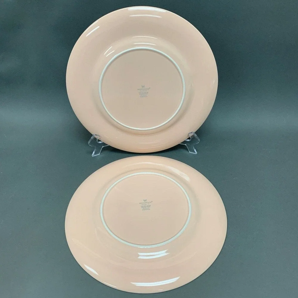 Wedgwood The Sea Glass Collection Chop Charger Dinner Plates Pink Peach Lof of 2
